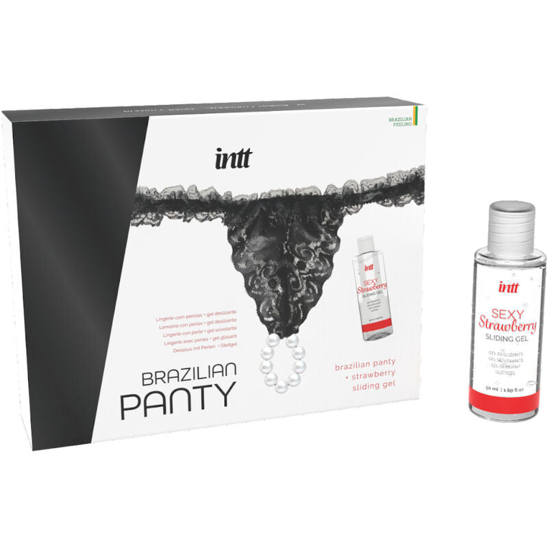 Intt releases - panty brasileña negra con perlas y gel