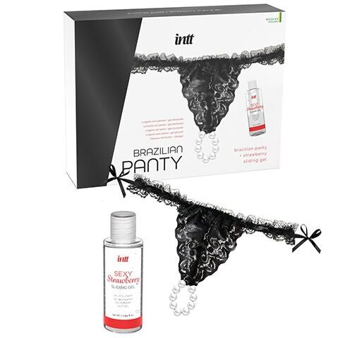 Intt releases - panty brasileña negra con perlas y gel