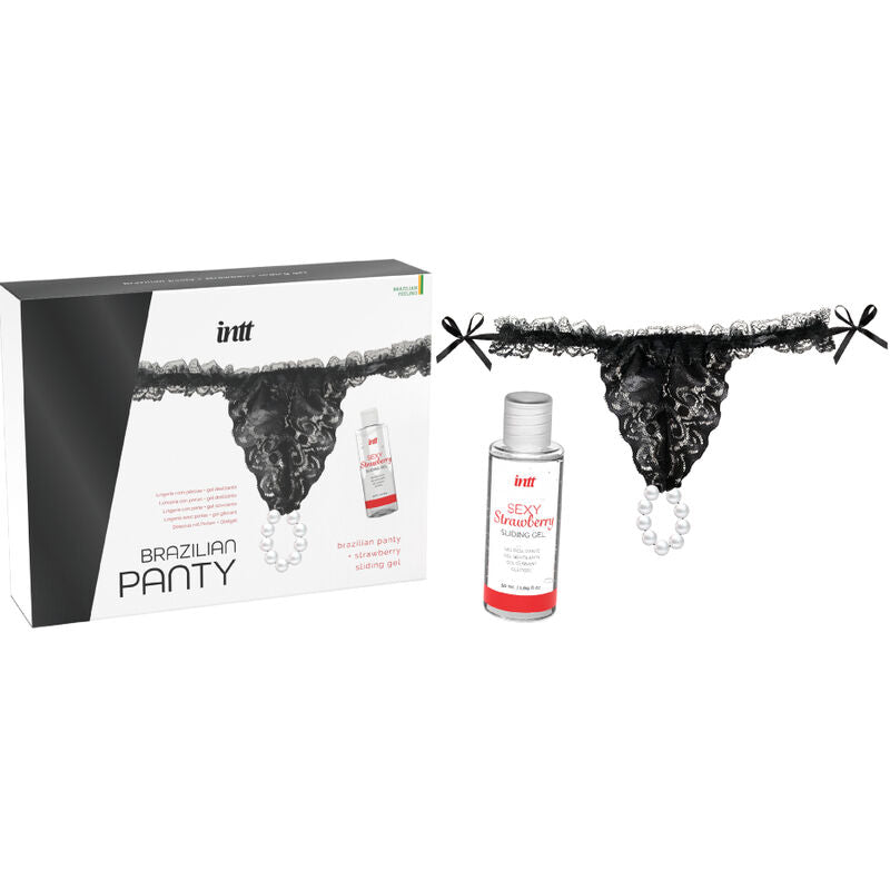 Intt releases - panty brasileña negra con perlas y gel