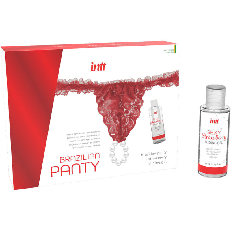 Intt releases - panty brasileño roja con perlas y gel