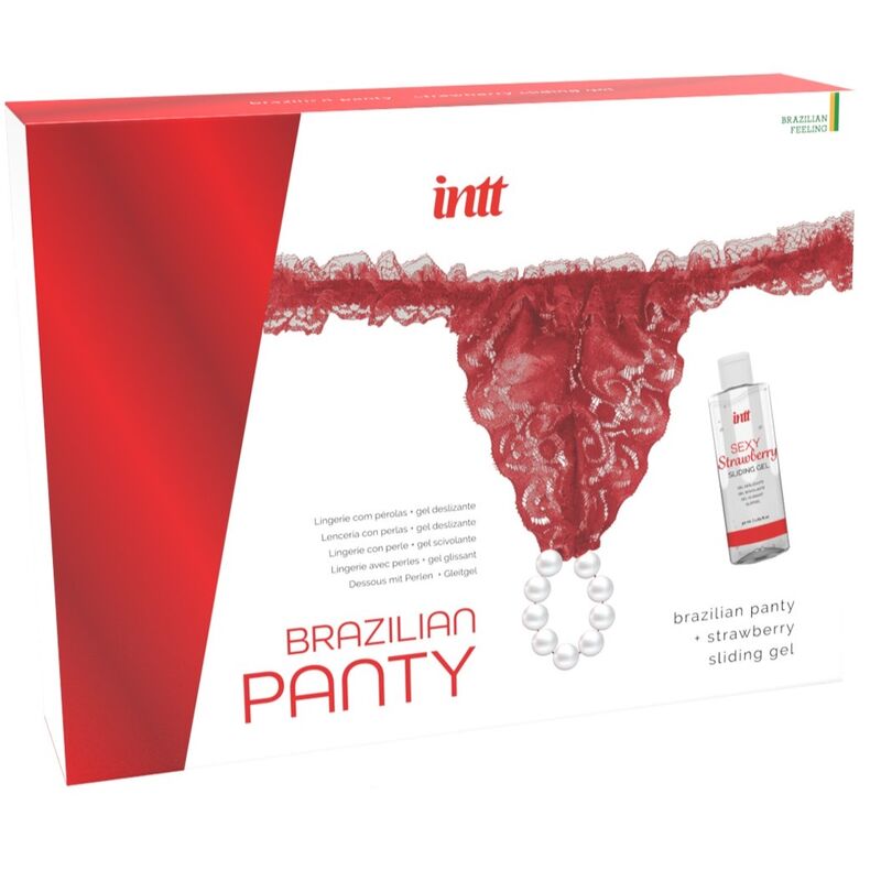 Intt releases - panty brasileño roja con perlas y gel