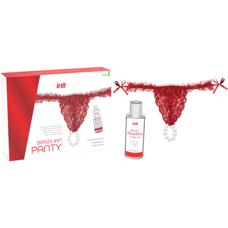 Intt releases - panty brasileño roja con perlas y gel