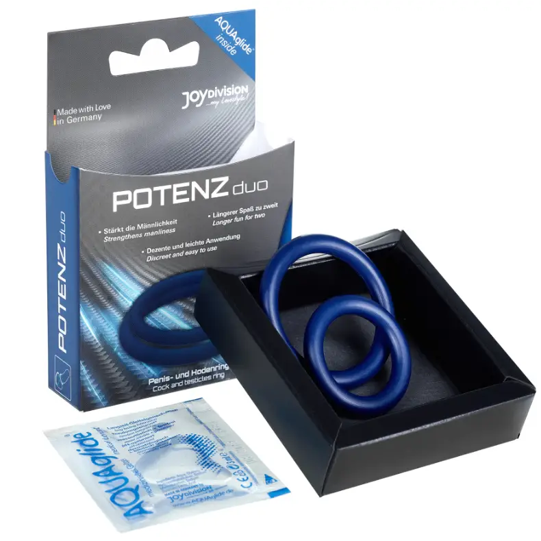 Joydivision potenzduo - anillos para pene azul - m