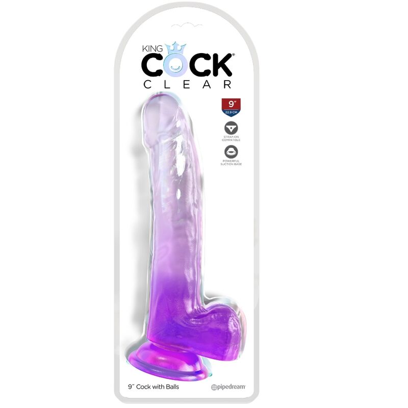 King cock - clear dildo con testículos 20.3 cm morado