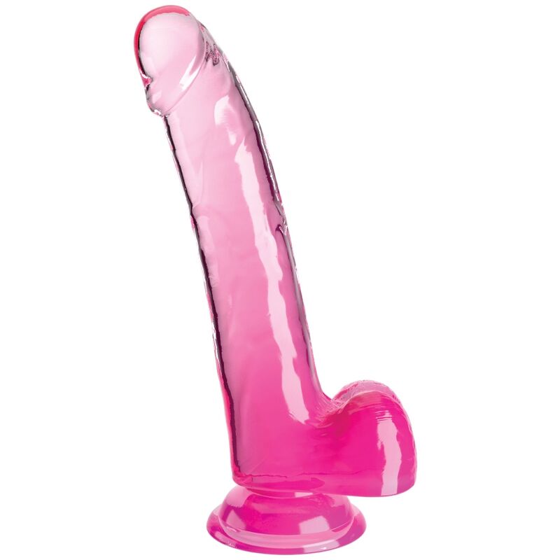 King cock - clear dildo con testículos 20.3 cm rosa