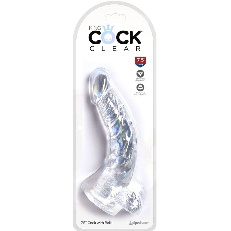 King cock - clear pene realístico curvado con testículos