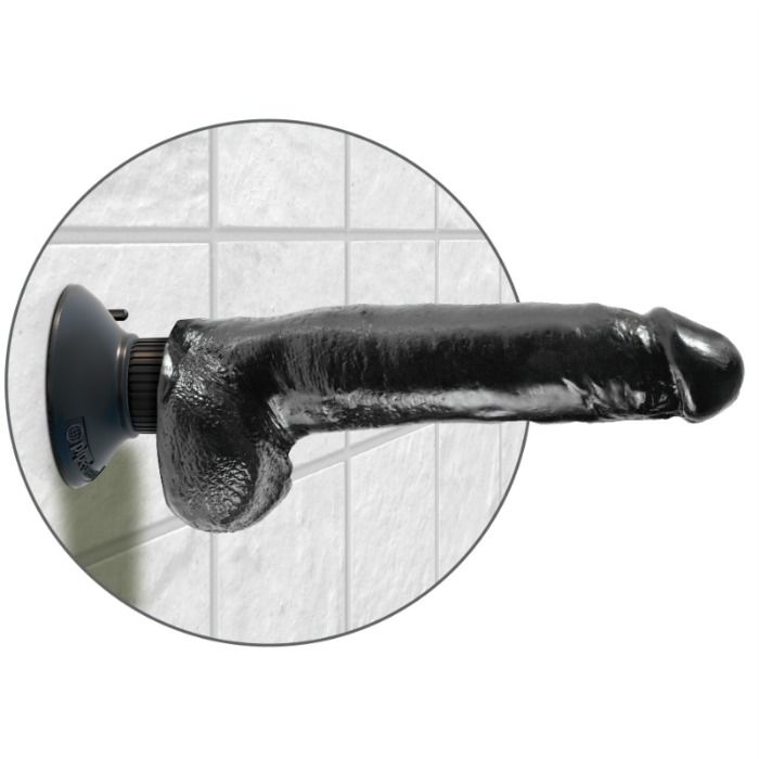King cock - dildo vibrador con testículos 23 cm negro
