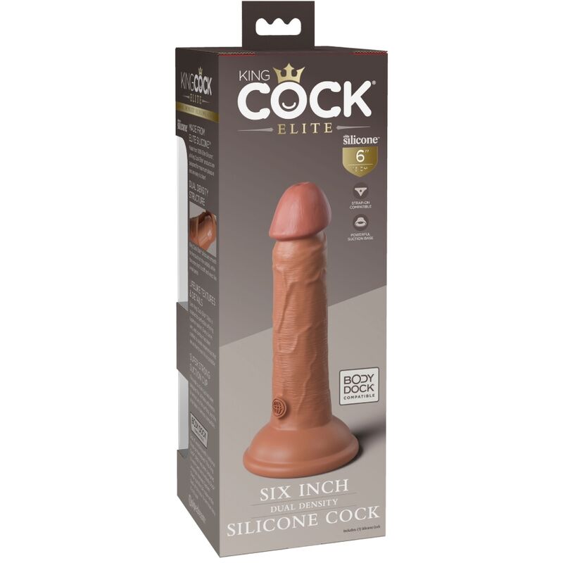 King cock - élite dildo realístico silicona 15.2 cm caramelo