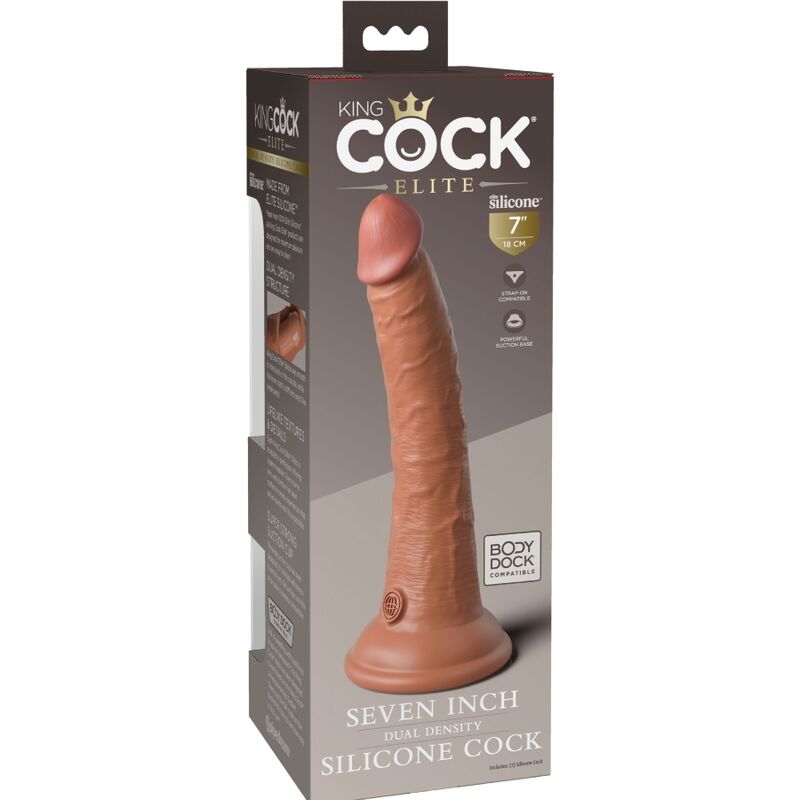 King cock - élite dildo realístico silicona 17.8 cm caramelo