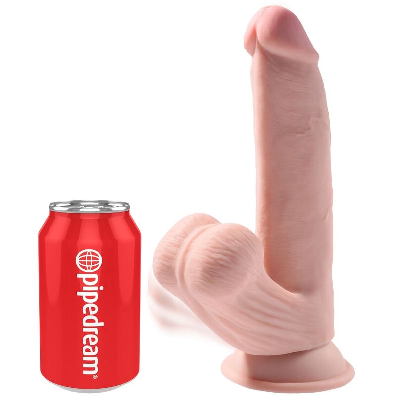 King cock - plus 3d dildo swinging balls 24.5 cm natural
