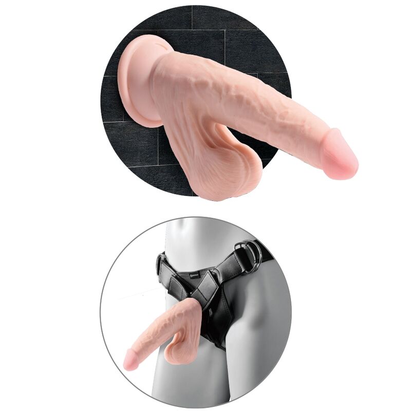 King cock - plus 3d dildo swinging balls 24.5 cm natural