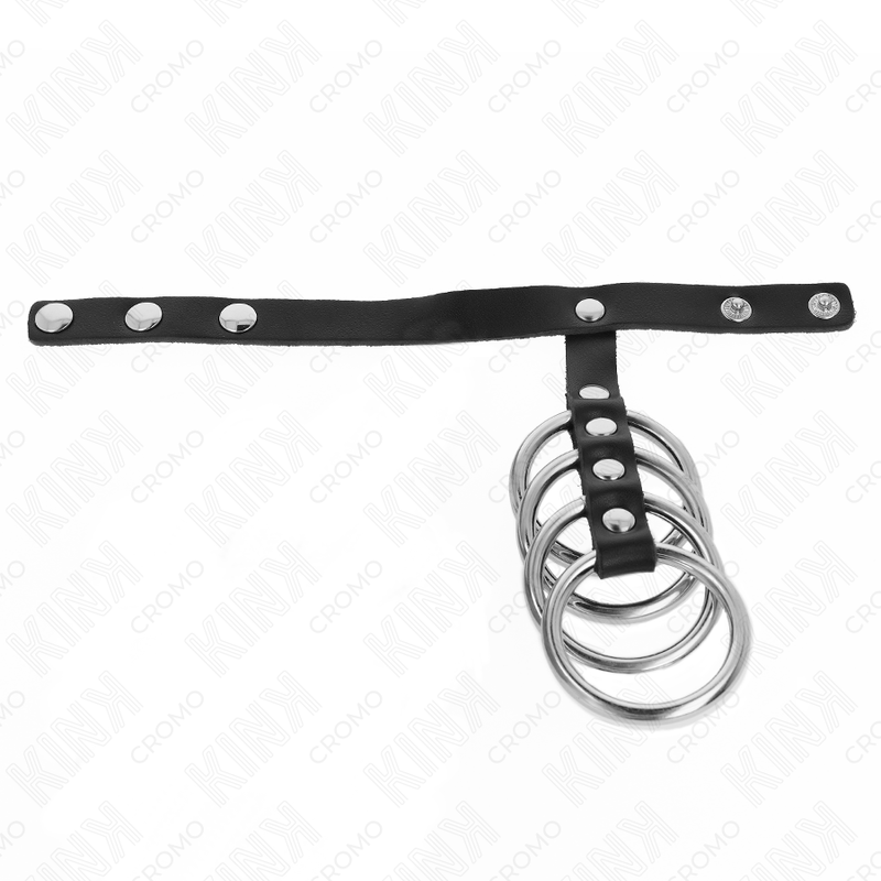 Kink - 4 anillos pene metal 3.8 cm conectados con correa