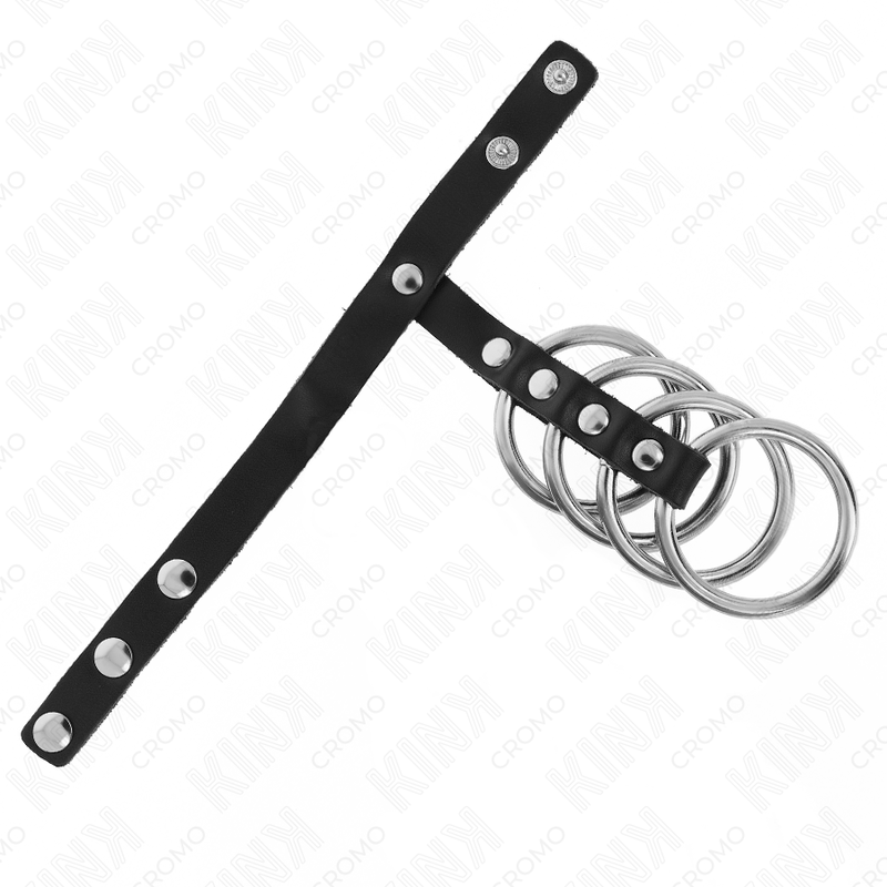 Kink - 4 anillos pene metal 3.8 cm conectados con correa