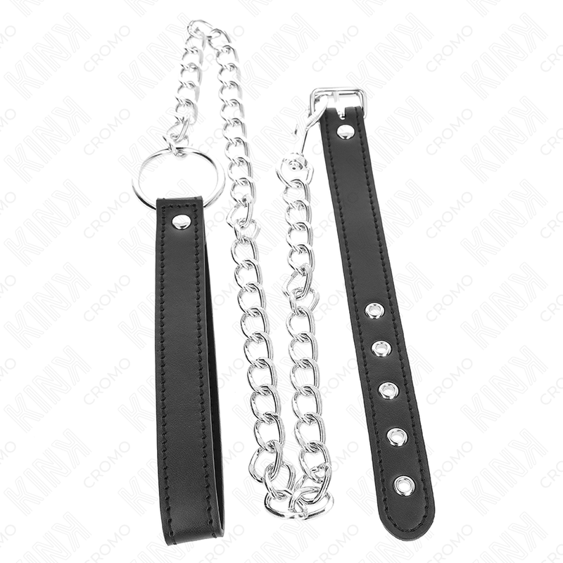 Kink - anillo pene cuero 21.5 x 2 cm con cadena metal 60 cm