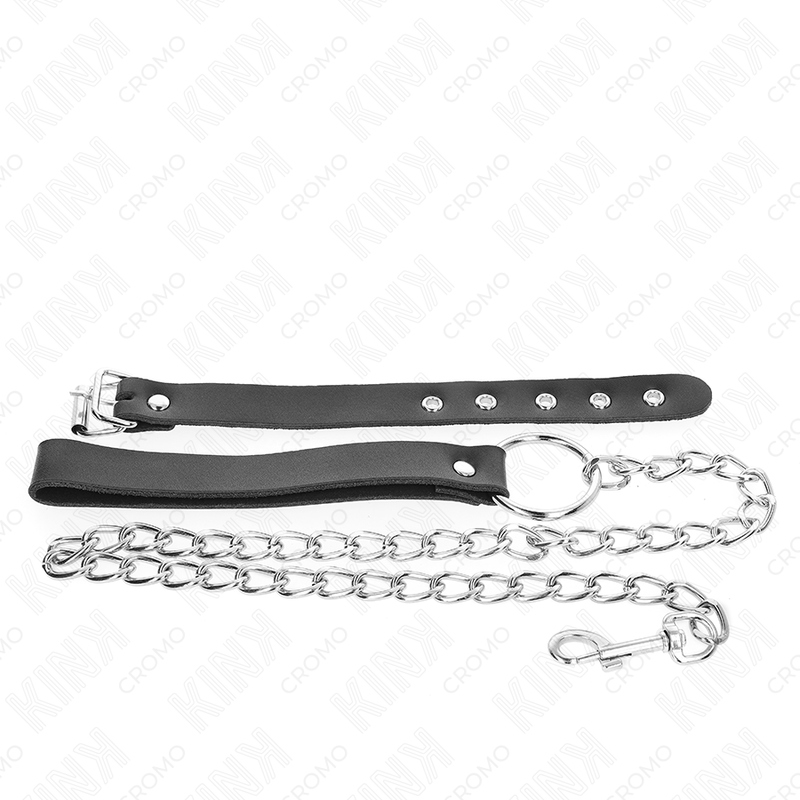 Kink - anillo pene cuero con correa 21.5 x 2 cm y cadena