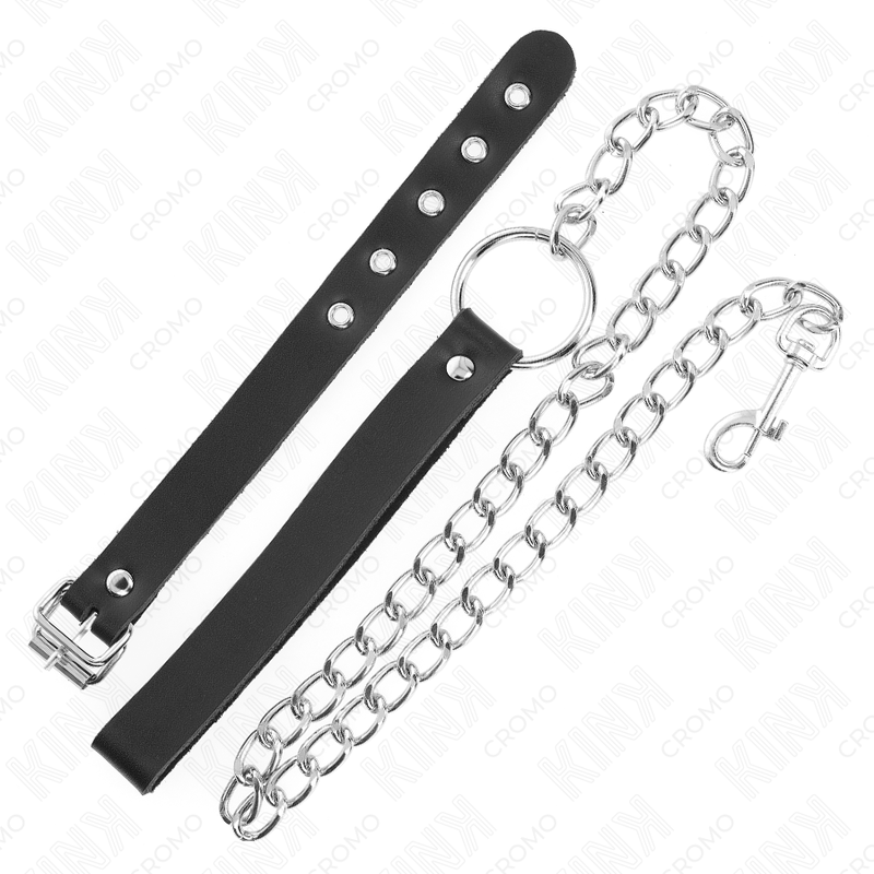 Kink - anillo pene cuero con correa 21.5 x 2 cm y cadena