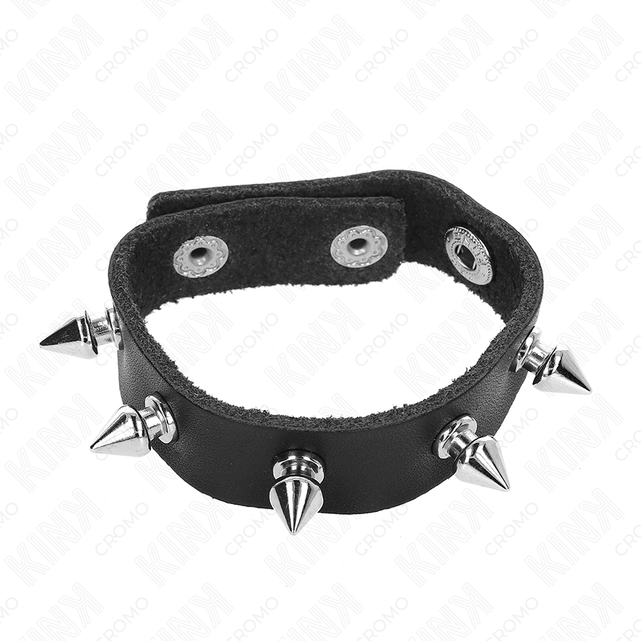 Kink - anillo pene cuero con púas 21.5 x 1.6 cm