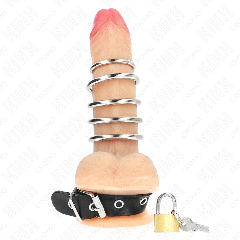 Kink - anillo pene cuero correa con cerradura 21 x 2 cm y 5