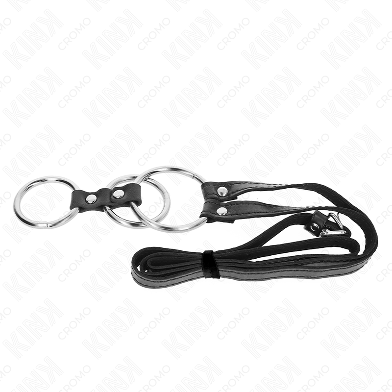 Kink - anillo pene metal triple 3.8 cm a 5 cm con cinturón