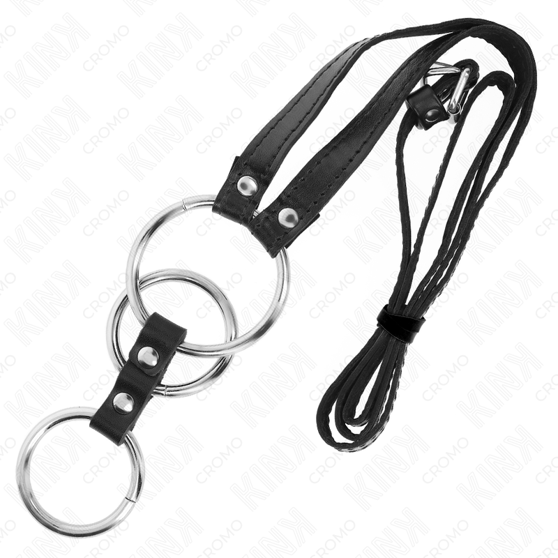 Kink - anillo pene metal triple 3.8 cm a 5 cm con cinturón