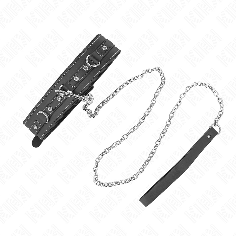 Kink - collar con correa 105 cm de piel de pvc remache