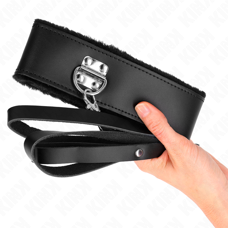 Kink - collar con correa 116 cm de piel negro ajustable