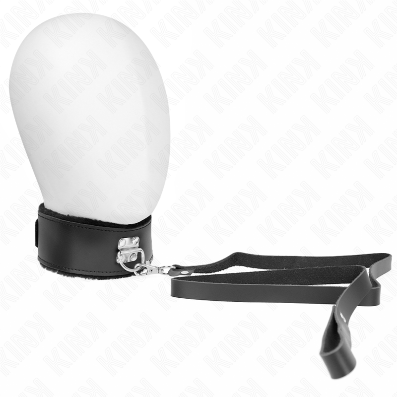 Kink - collar con correa 116 cm de piel negro ajustable