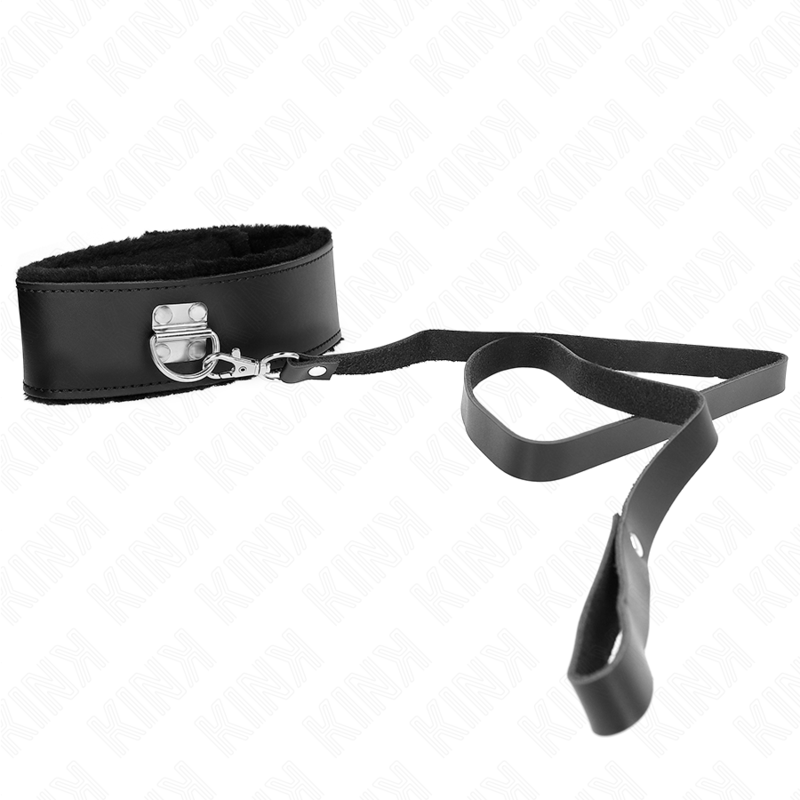 Kink - collar con correa 116 cm de piel negro ajustable