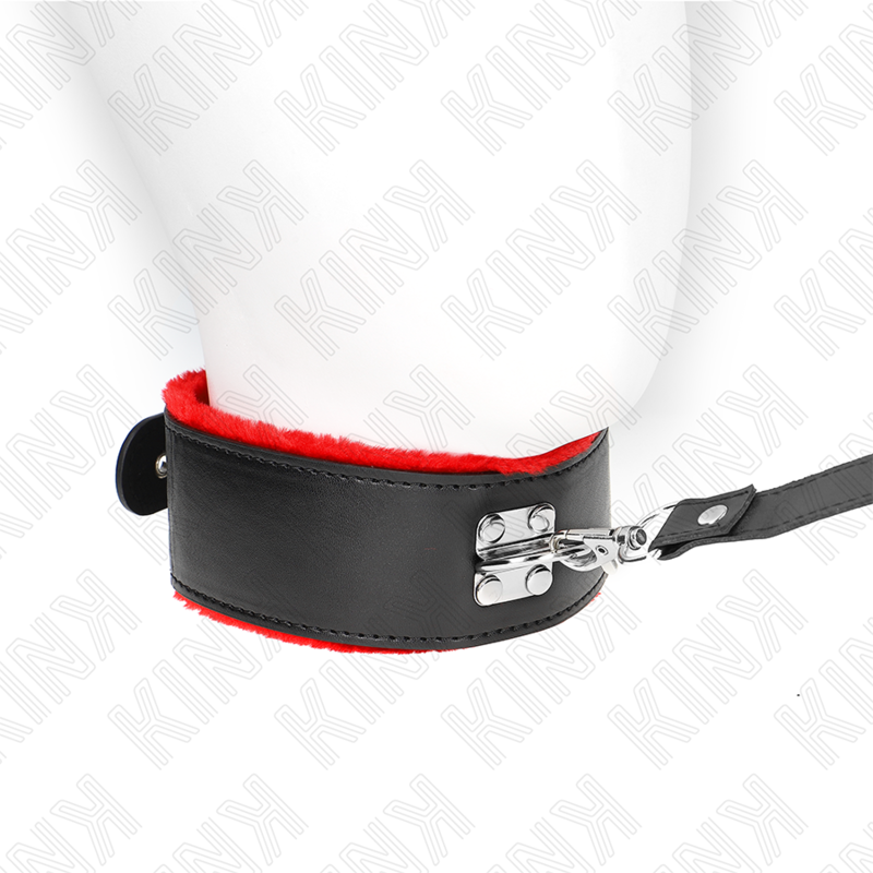 Kink - collar con correa 116 cm de piel rojo ajustable