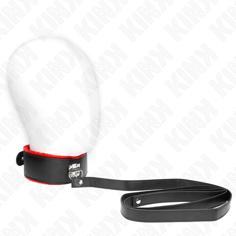 Kink - collar con correa 116 cm de piel rojo ajustable