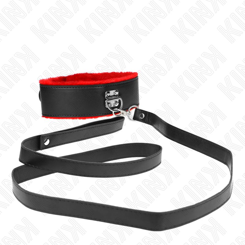Kink - collar con correa 116 cm de piel rojo ajustable