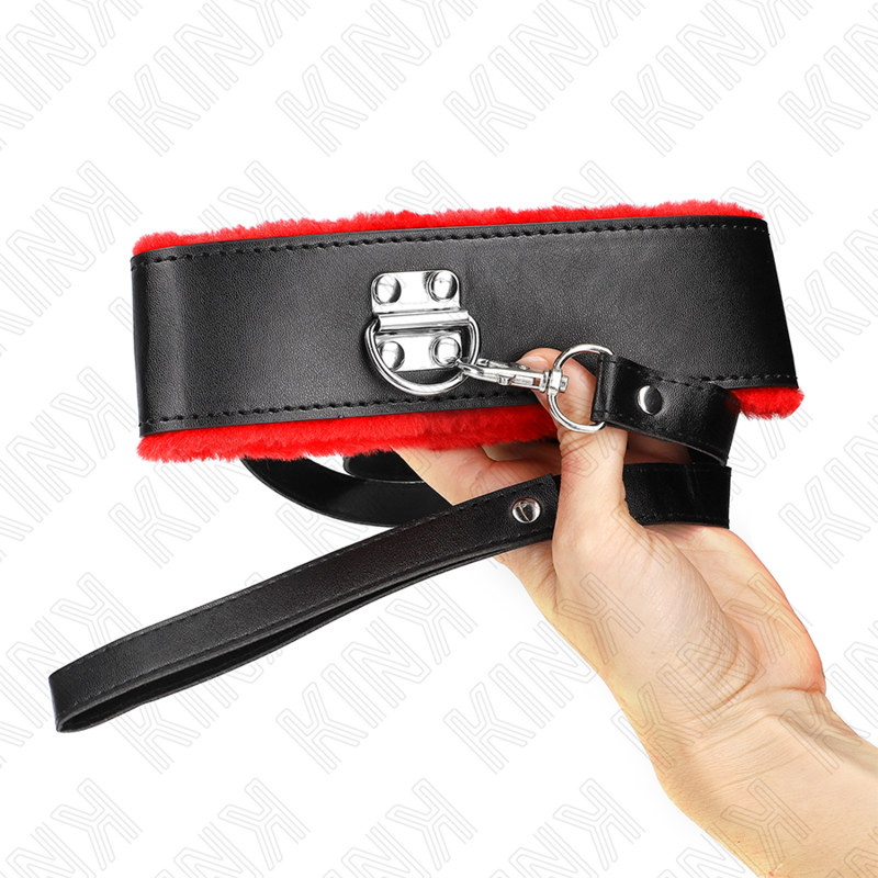 Kink - collar con correa 116 cm de piel rojo ajustable