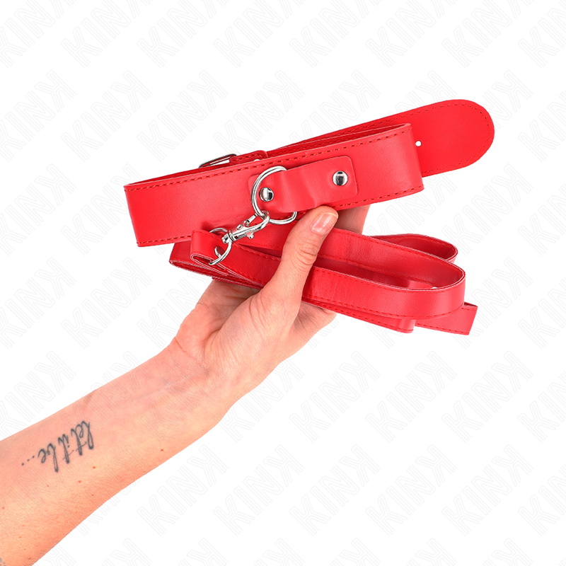 Kink - collar con correa 116 cm fino rojo ajustable 32-50