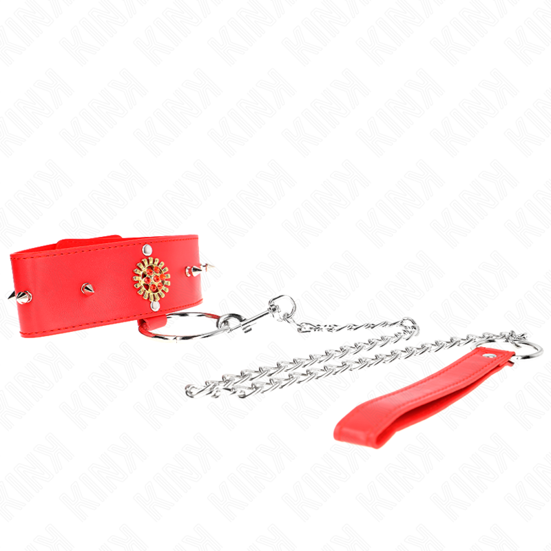 Kink - collar con correa 65 cm cuello de diamantes rojo