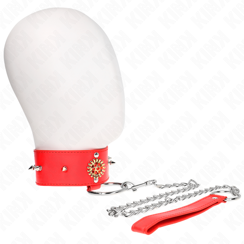 Kink - collar con correa 65 cm cuello de diamantes rojo