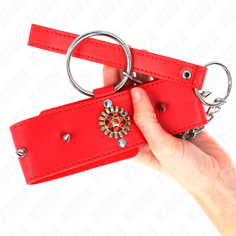 Kink - collar con correa 65 cm cuello de diamantes rojo