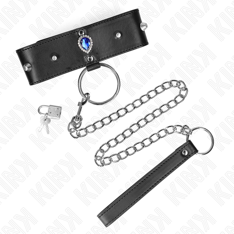 Kink - collar con correa 65 cm con diamantes azules