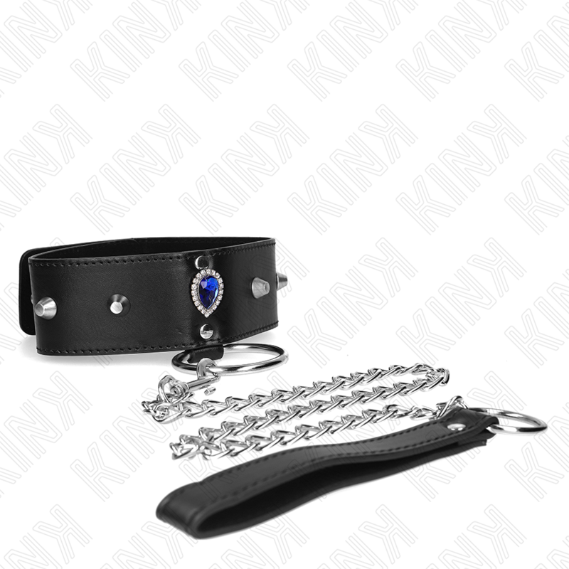Kink - collar con correa 65 cm con diamantes azules