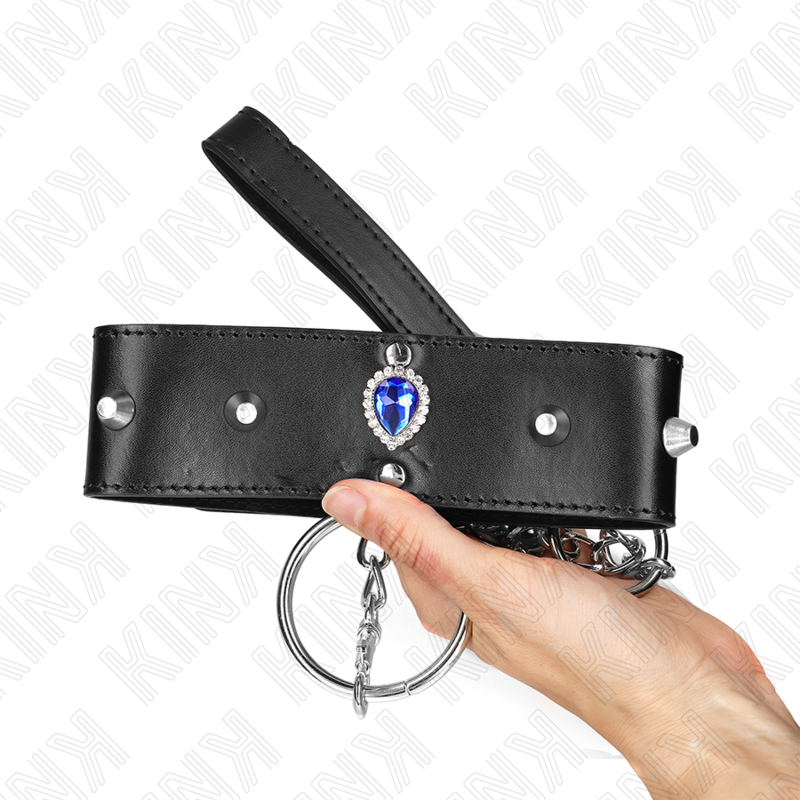 Kink - collar con correa 65 cm con diamantes azules