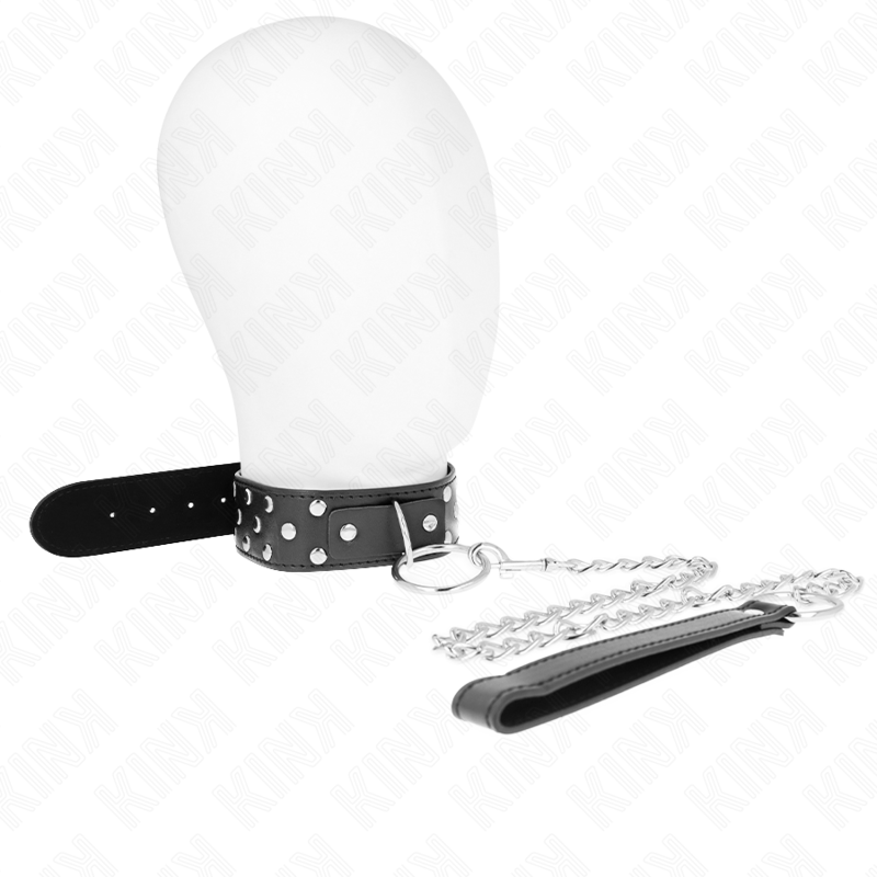 Kink - collar con correa 65 cm remache anilla negro
