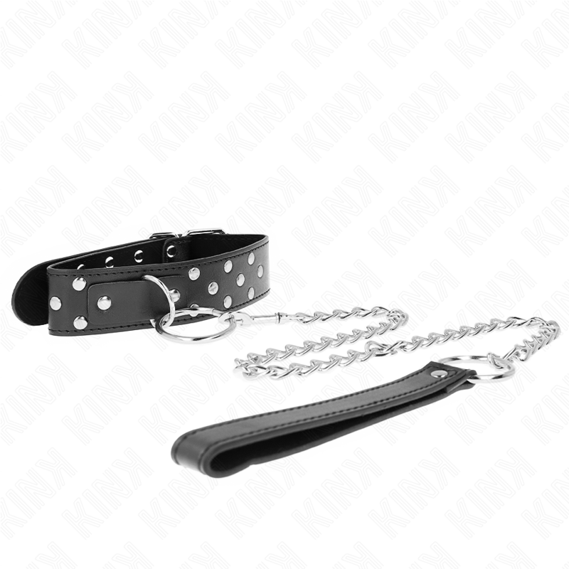 Kink - collar con correa 65 cm remache anilla negro