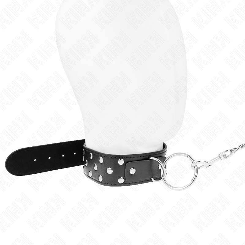Kink - collar con correa 65 cm remache anilla negro