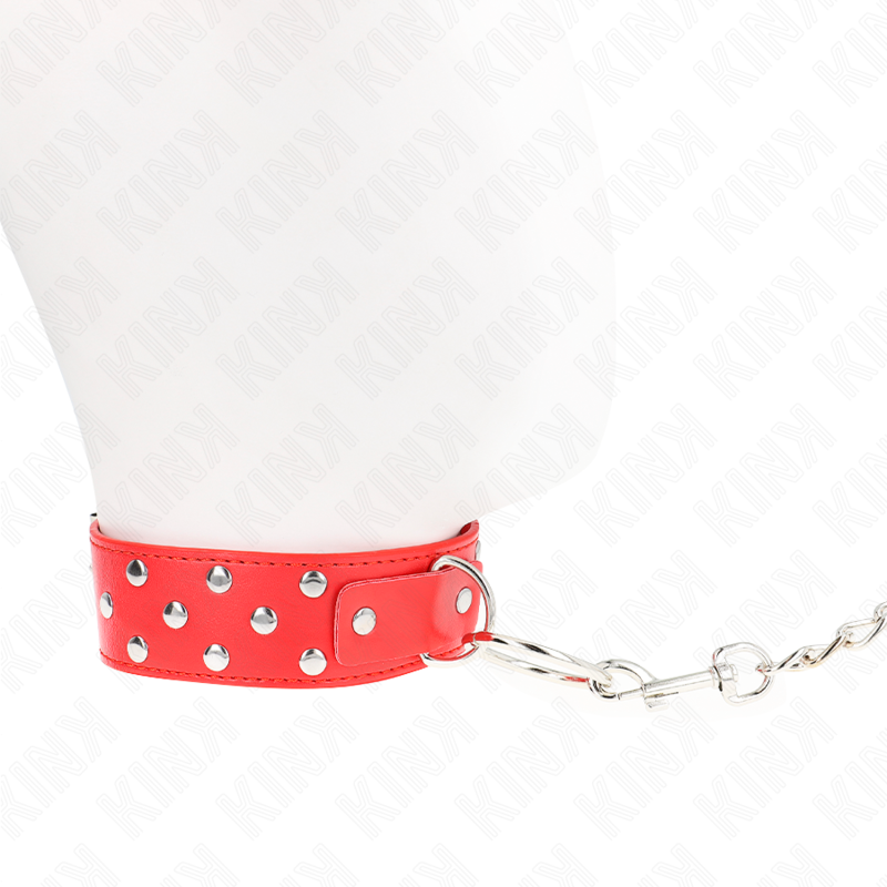 Kink - collar con correa 65 cm remache anilla rojo