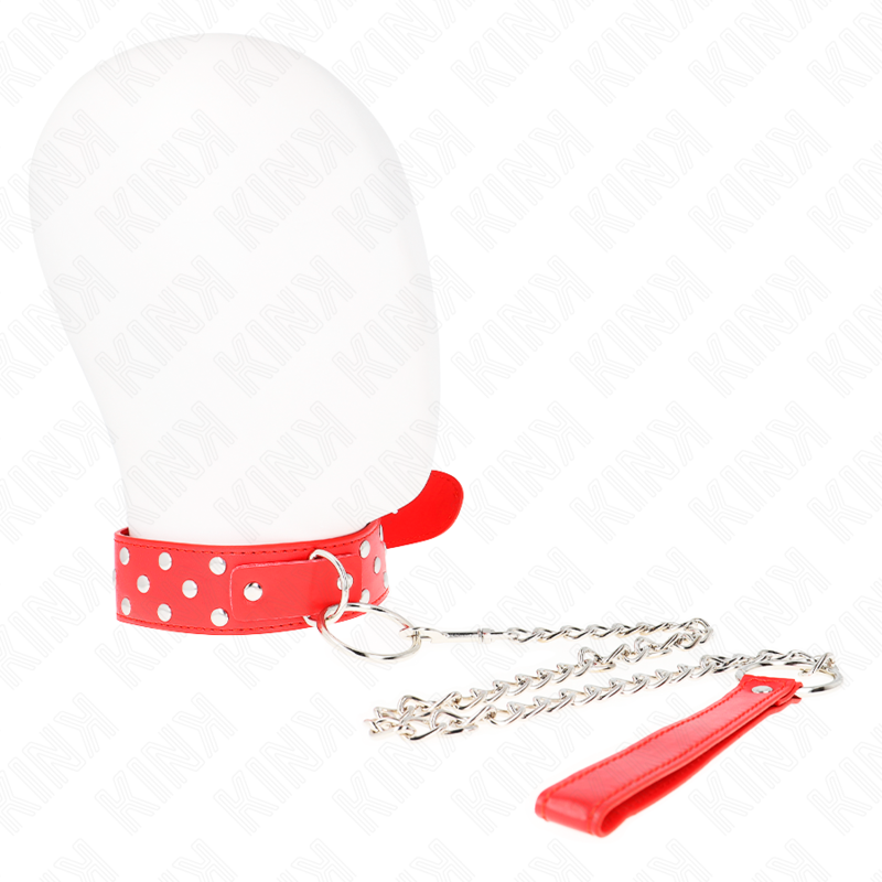 Kink - collar con correa 65 cm remache anilla rojo