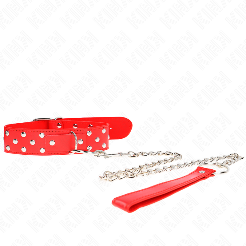 Kink - collar con correa 65 cm remache anilla rojo