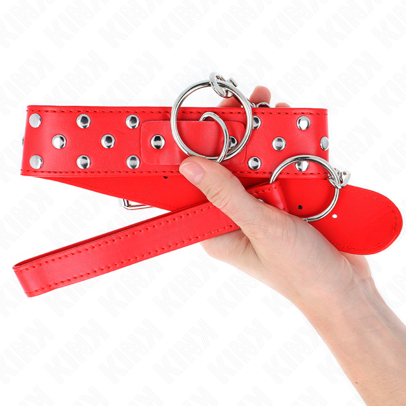 Kink - collar con correa 65 cm remache anilla rojo