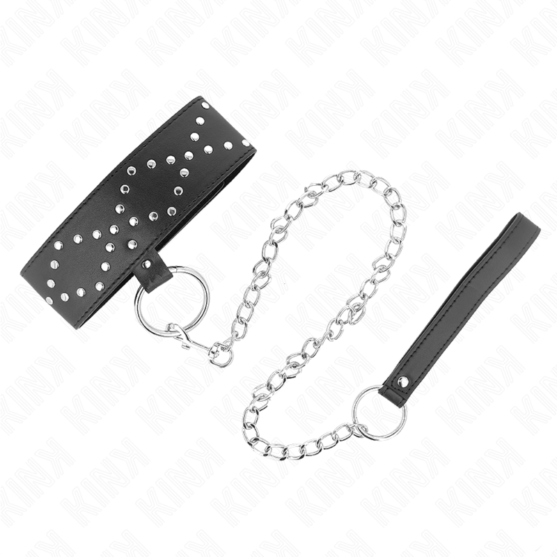 Kink - collar con correa 65 cm con tachuelas plateadas