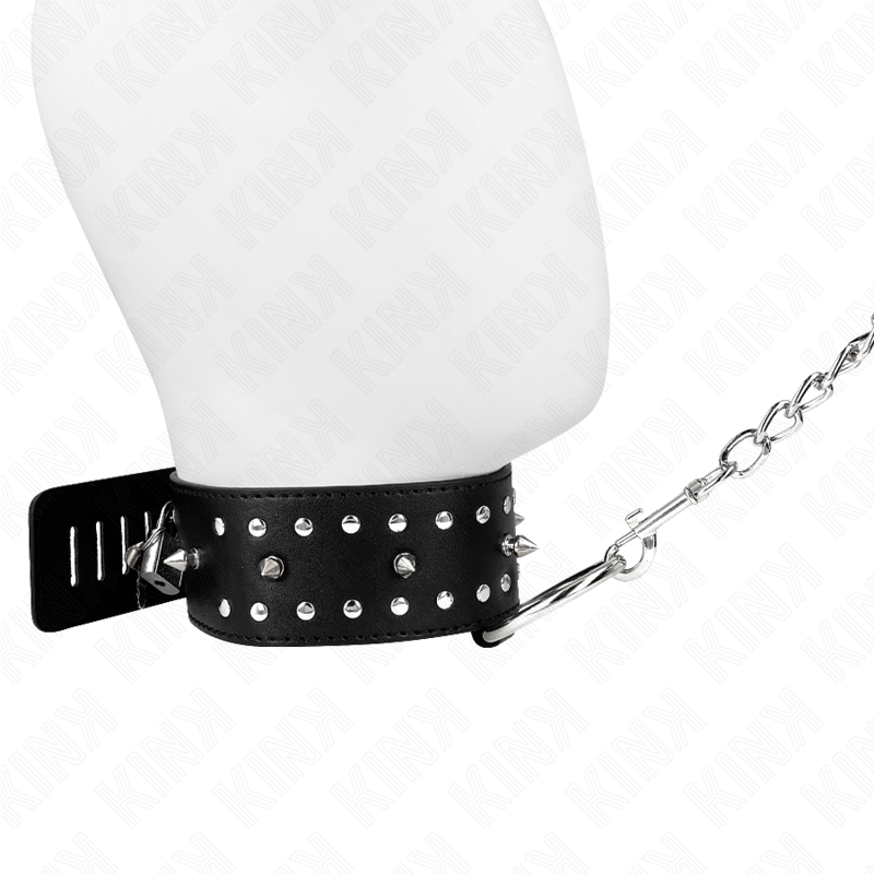 Kink - collar con correa 65 cm con tachuelas plateadas