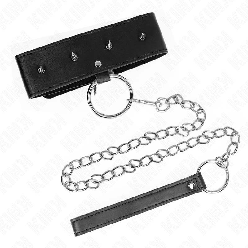 Kink - collar con correa 65 cm con tachuelas plateadas
