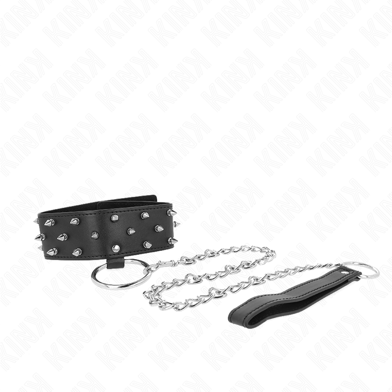 Kink - collar con correa 65 cm con tachuelas plateadas